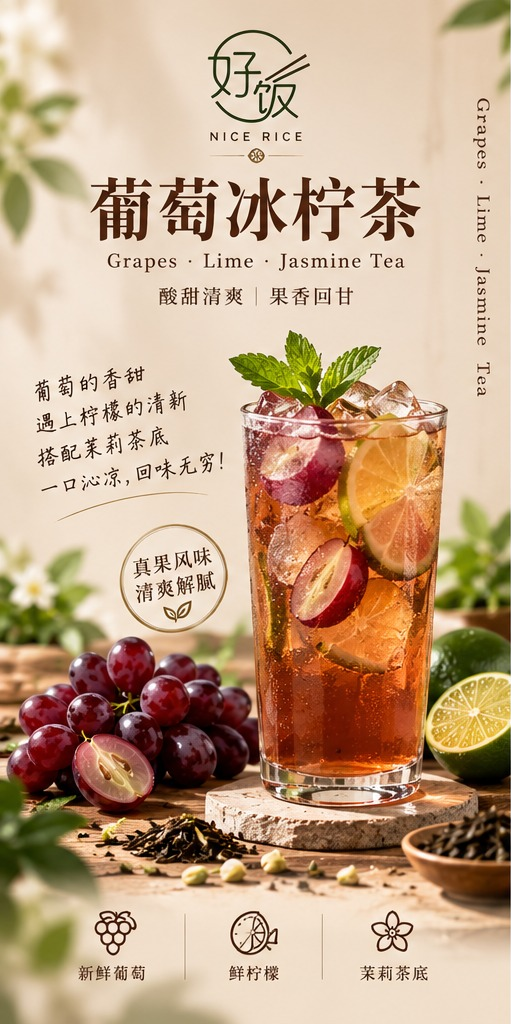 葡萄冰柠茶 Grape Lime Jasmine Tea