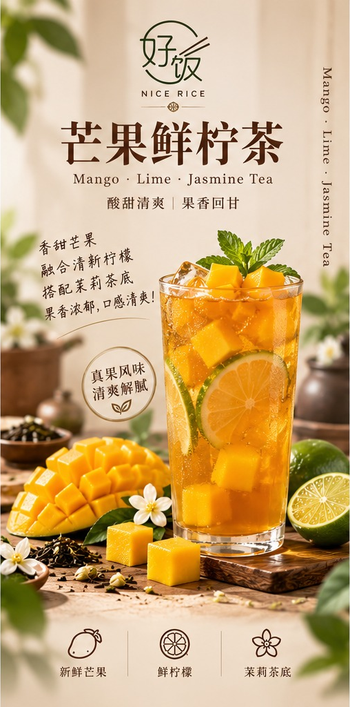 芒果鲜柠茶 Mango Lime Jasmine Tea